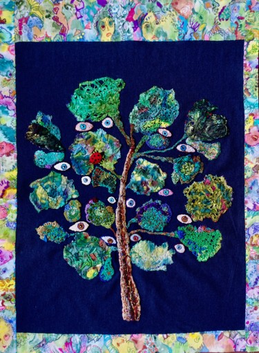Textilkunst mit dem Titel "regard-darbre-bis.j…" von Apignat, Original-Kunstwerk