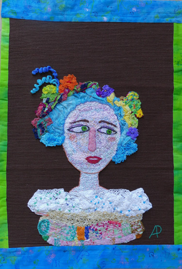 Textile Art titled "Missia Palmieri" by Apignat, Original Artwork, Embroidery