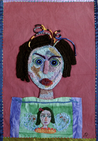 Textile Art titled "Corazón" by Apignat, Original Artwork, Embroidery