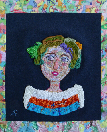 Textile Art titled "Ninon" by Apignat, Original Artwork, Embroidery
