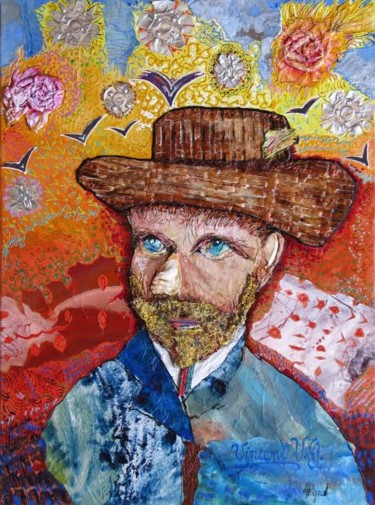 Peinture intitulée "Vincent  au chapeau" par Apignat, Œuvre d'art originale