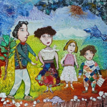 Peinture intitulée "la famille Riquiqui" par Apignat, Œuvre d'art originale