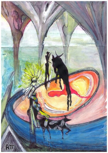Pintura titulada "Corrida" por Alexandre Podgorny, Obra de arte original, Gouache