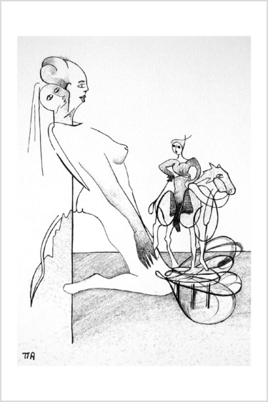 Drawing titled "Garde robe cavalière" by Alexandre Podgorny, Original Artwork
