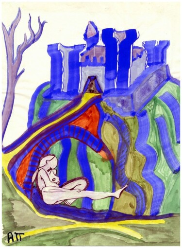 Malerei mit dem Titel "Culture châtelaine" von Alexandre Podgorny, Original-Kunstwerk, Gouache