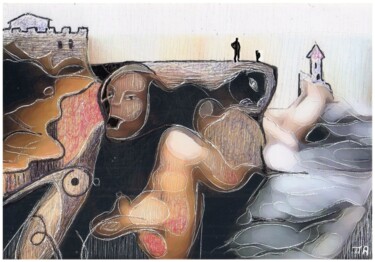"La Haute Falaise." başlıklı Tablo Alexandre Podgorny tarafından, Orijinal sanat, Mürekkep