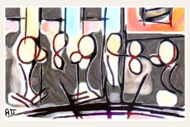 Painting titled "Transports en commun" by Alexandre Podgorny, Original Artwork, Watercolor