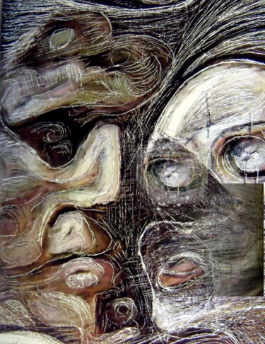 Painting titled "La Muse malade" by Alexandre Podgorny, Original Artwork, Scratchboard
