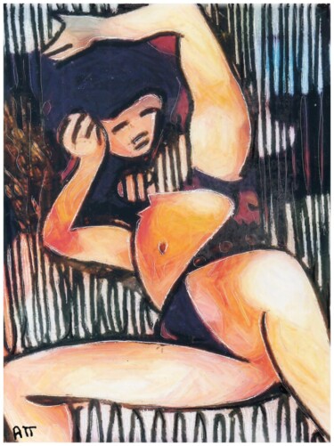 Картина под названием "La petite robe noire" - Alexandre Podgorny, Подлинное произведение искусства, Чернила
