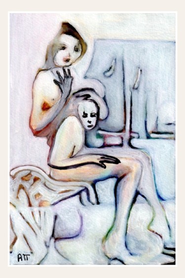 Painting titled "Jour de lessive" by Alexandre Podgorny, Original Artwork, Acrylic