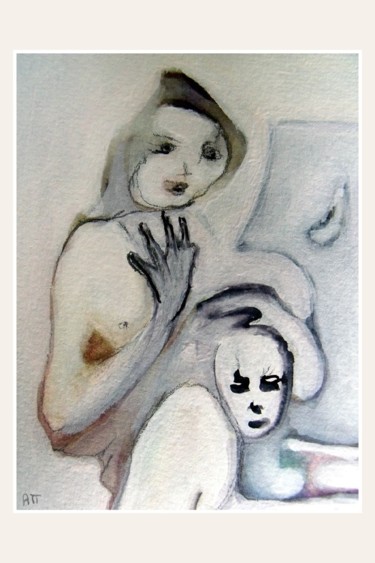 Pittura intitolato "Femme à l'enfant" da Alexandre Podgorny, Opera d'arte originale