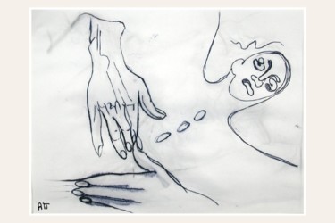 Zeichnungen mit dem Titel "Jeu de piste" von Alexandre Podgorny, Original-Kunstwerk, Kugelschreiber