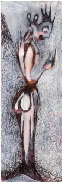 Painting titled "Monologue d’une fem…" by Alexandre Podgorny, Original Artwork, Ballpoint pen