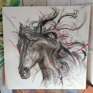 Painting titled "Horse power" by Apogée, Original Artwork, Acrylic