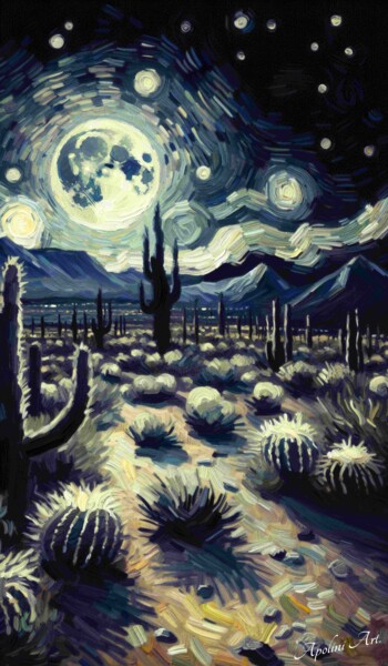 Arte digitale intitolato "Noche de Luna en el…" da Apolini Art., Opera d'arte originale, Pittura digitale