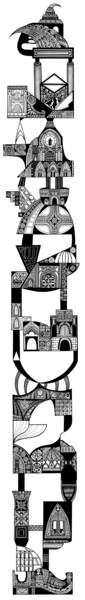 Tekening getiteld "Fantastic tower" door Apollinaria Kardano, Origineel Kunstwerk, Marker