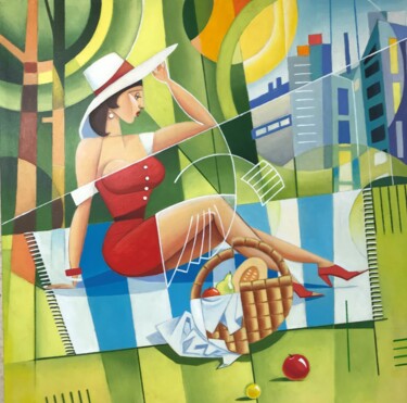 Картина под названием "Beyond the hustle a…" - Apollonas Soben, Подлинное произведение искусства, Масло Установлен на Деревя…