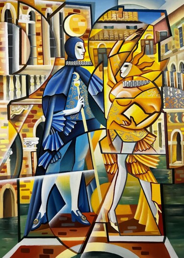 Peinture intitulée "Hypnotic cubism «My…" par Apollonas Soben, Œuvre d'art originale, Huile Monté sur Châssis en bois