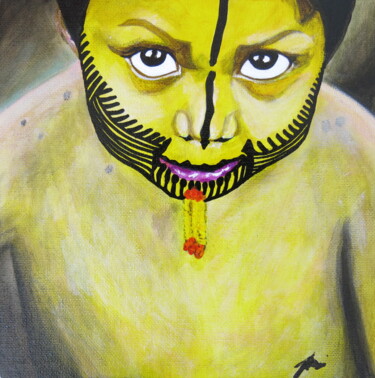 Schilderij getiteld "INDIAN" door Aponi, Origineel Kunstwerk, Acryl