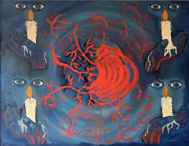 Painting titled "Blindheit" by Apostel13, Original Artwork, Oil Mounted on Wood Stretcher frame