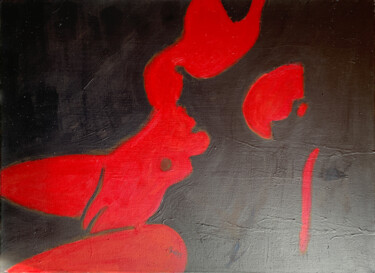 Painting titled "Rote Körper" by Apostel13, Original Artwork, Acrylic Mounted on Wood Stretcher frame