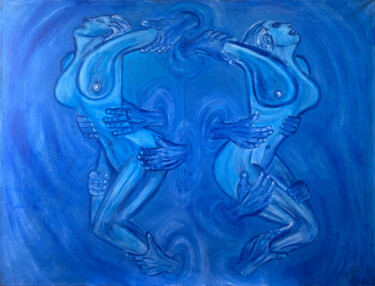Painting titled "Verlorene Zukunft" by Apostel13, Original Artwork, Oil Mounted on Wood Stretcher frame