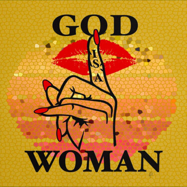 Schilderij getiteld "God is a Woman" door Apostel13, Origineel Kunstwerk, Collages Gemonteerd op Frame voor houten brancard