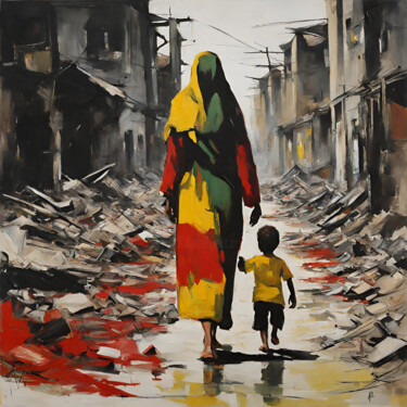 Peinture intitulée "Gaza-Suffering" par Apostel13, Œuvre d'art originale, Acrylique Monté sur Châssis en bois