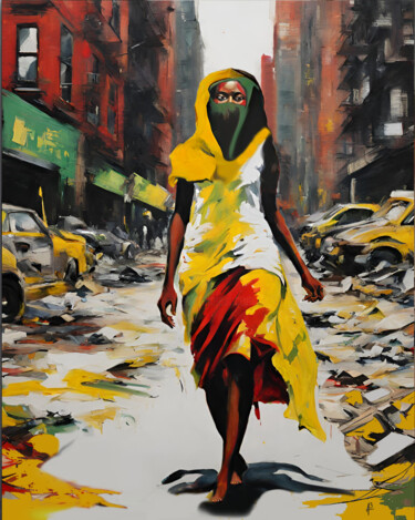 Malerei mit dem Titel "Woman Fashion of War" von Apostel13, Original-Kunstwerk, Acryl