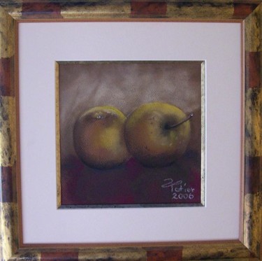 Dessin intitulée "Deux Pommes" par Annick Potier, Œuvre d'art originale