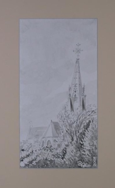 Drawing titled "Clocher de St Gerva…" by Annick Potier, Original Artwork