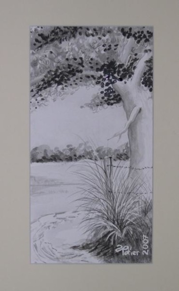 Drawing titled "Entrée de champs" by Annick Potier, Original Artwork