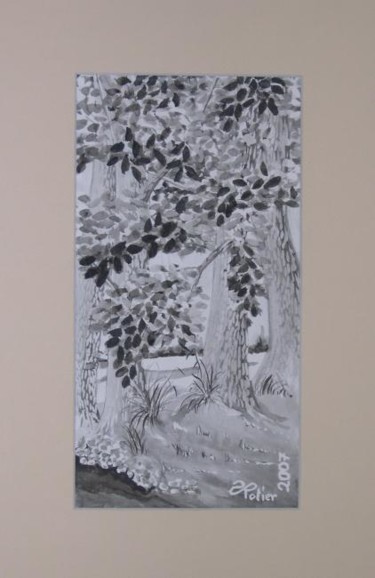 Drawing titled "Sous-bois" by Annick Potier, Original Artwork