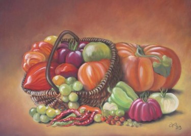 Dessin intitulée "Citrouille, tomates…" par Annick Potier, Œuvre d'art originale, Autre