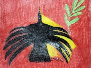 Painting titled "Thunderbird With Sa…" by Catherine Meyers, Original Artwork