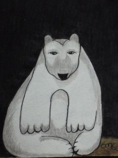 Painting titled "White Bear With Fun…" by Catherine Meyers, Original Artwork