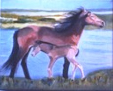 Painting titled "Sable Island Mare a…" by Catherine Meyers, Original Artwork