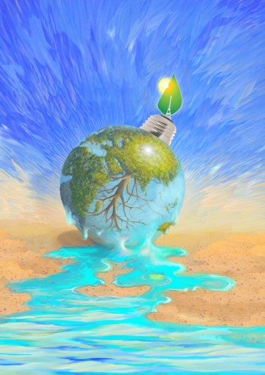 Painting titled "COP 21: Le réchauff…" by Applestrophe, Original Artwork, Acrylic