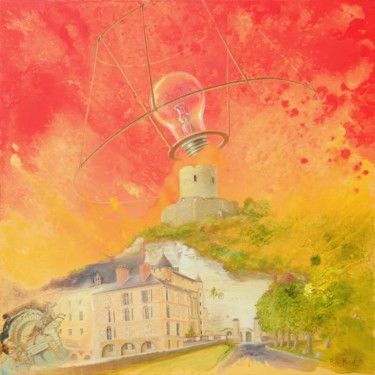 Peinture intitulée "Château Roche-Guyon…" par Applestrophe, Œuvre d'art originale, Acrylique