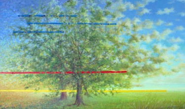 Painting titled "Peindre arbres avec…" by Applestrophe, Original Artwork, Acrylic