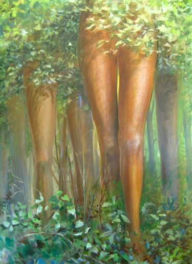 Painting titled "Arbres vivants en j…" by Applestrophe, Original Artwork, Acrylic