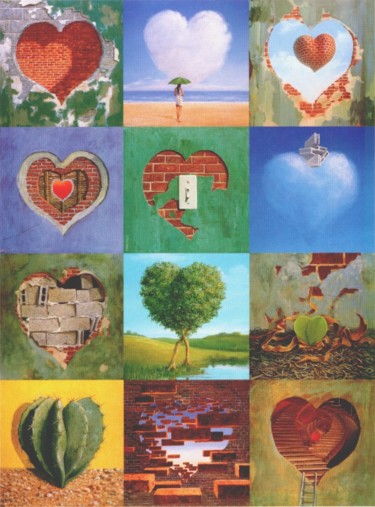 Картина под названием "Les cœurs pour La N…" - Applestrophe, Подлинное произведение искусства, Акрил