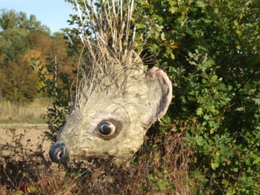 Skulptur mit dem Titel "Hérisson Land Art V…" von Applestrophe, Original-Kunstwerk, Acryl