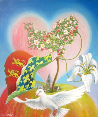 Malerei mit dem Titel "COLOMBE DE LA PAIX…" von Applestrophe, Original-Kunstwerk, Acryl