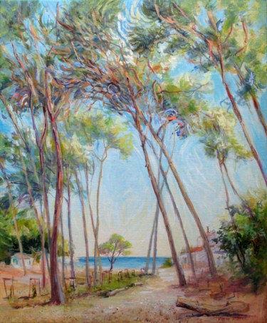 Malerei mit dem Titel "ARBRES CALANQUE POR…" von Applestrophe, Original-Kunstwerk, Acryl