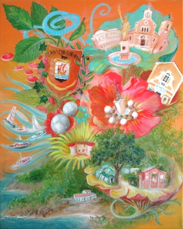 Pintura titulada "Saint-Cyr-sur-Mer p…" por Applestrophe, Obra de arte original, Acrílico