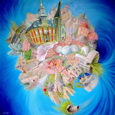 Peinture intitulée "Étrépagny, centre V…" par Applestrophe, Œuvre d'art originale, Acrylique