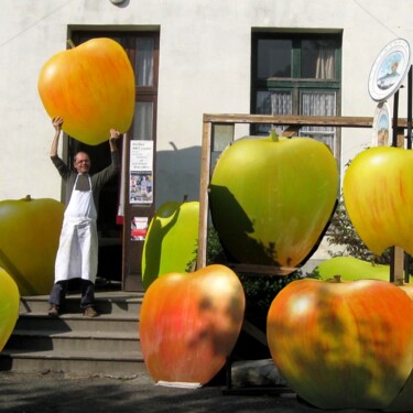 Escultura titulada "Sculptures Pommes V…" por Applestrophe, Obra de arte original, Metales