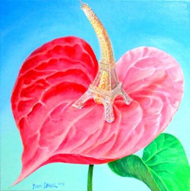 Painting titled "Paris Fleur Anthuri…" by Applestrophe, Original Artwork, Acrylic