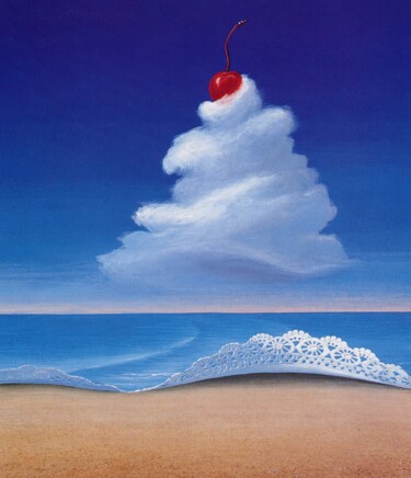 Peinture intitulée "A Noël, la lune en…" par Applestrophe, Œuvre d'art originale, Acrylique